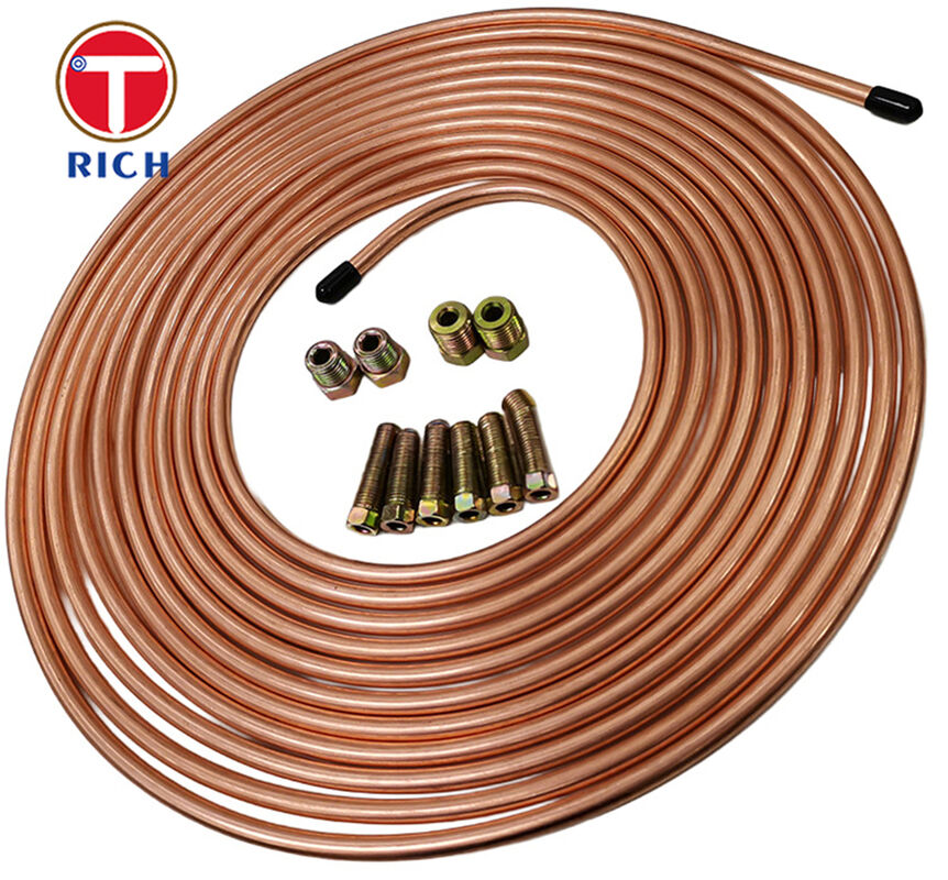 SAE J527 Tabung Bundy Berlapis Tembaga dengan Diameter Luar 4,76-12,7 mm untuk Aplikasi Saluran Rem