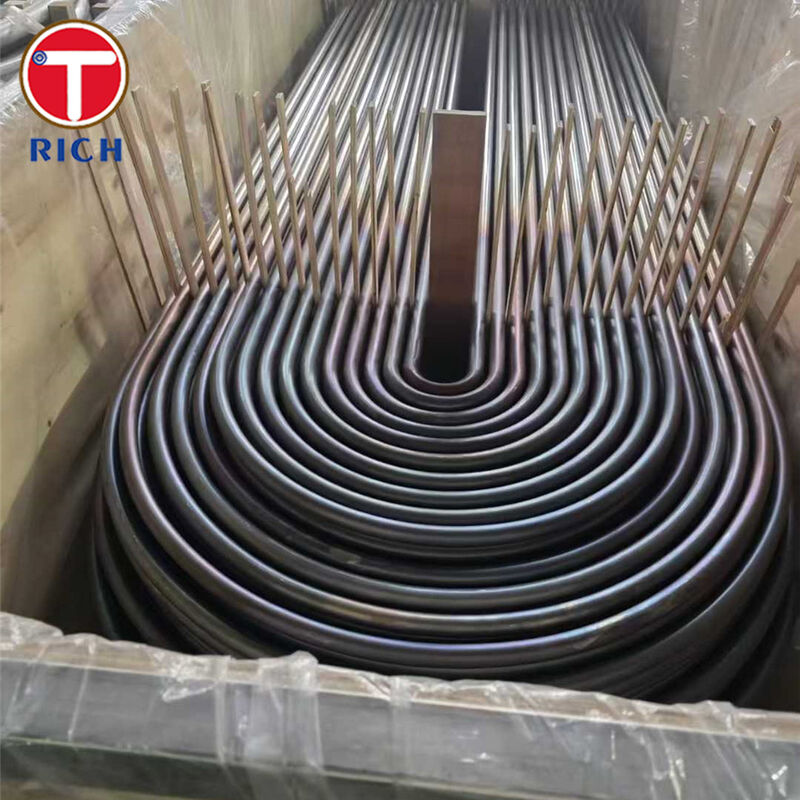 ASTM A179 A192 tabung lentur U baja karbon tanpa jahitan dengan struktur tahan tekanan dan geometri lentur U terkontrol untuk penukar panas